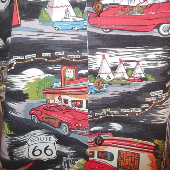 Vtg Pacific Legend Men's Hawaiian Shirt Size L Button Up Route 66 Dinosaur USA - Picture 5 of 12